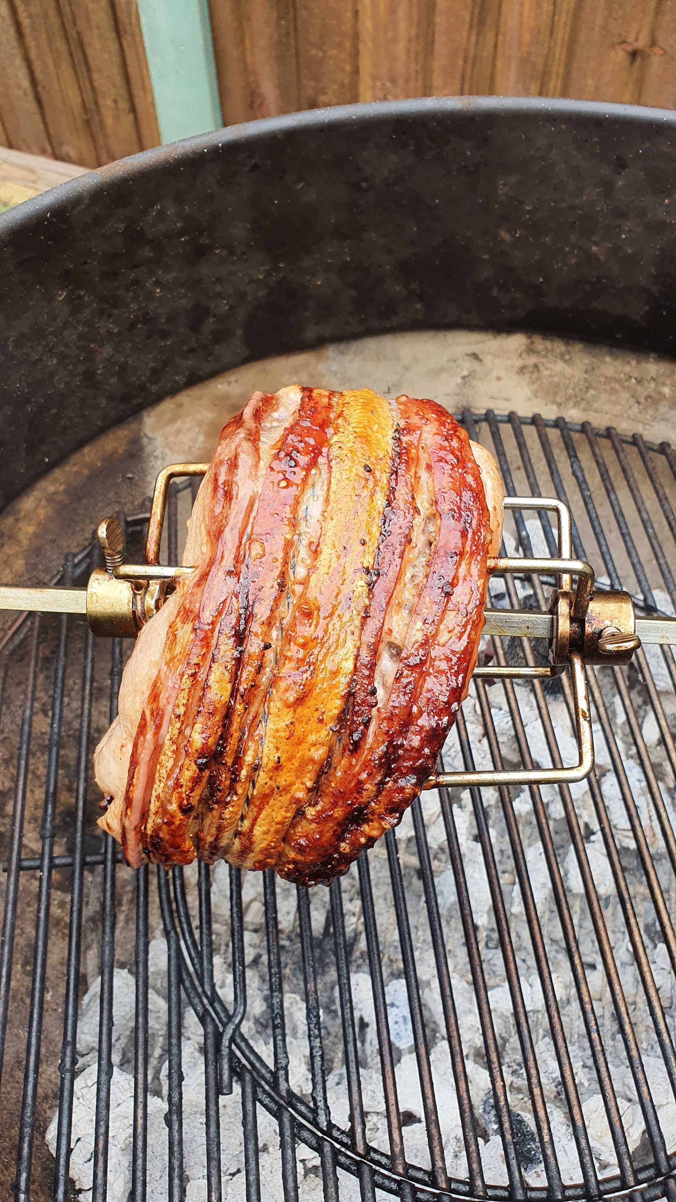 simple rotisserie bbq leg of pork